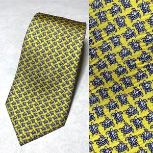 Tommy Hilfiger  3" SILK tie in yellow with blue Tiny Turtles!  and polkadots